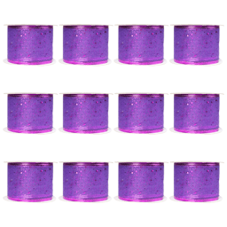 Northlight 12pk. Shimmering Purple Wired Christmas Ribbon Spools