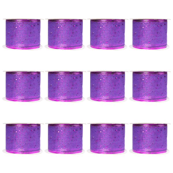 Northlight 12pk. Shimmering Purple Wired Christmas Ribbon Spools