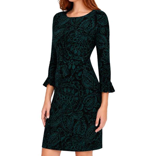 Womens Tommy Hilfiger 3/4 Pleated Sleeve Paisley Sheath Dress