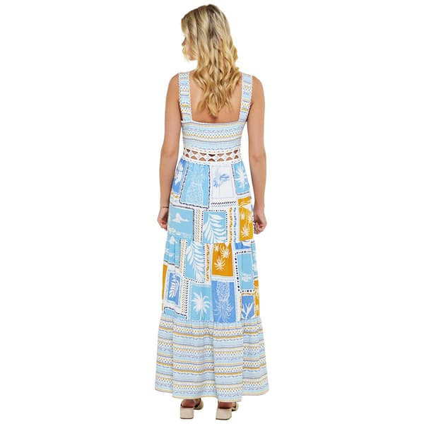 Juniors No Comment Picot Summer Patchwork Cut Out  Maxi Dress