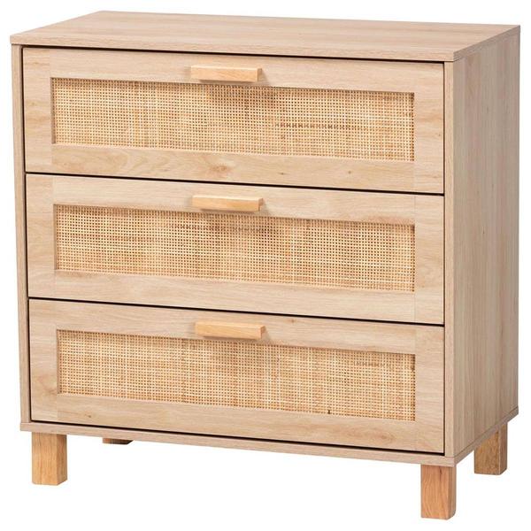 Baxton Studio Sebille Light Brown Wood 3-Drawer Storage Chest - image 