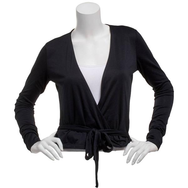 Juniors No Comment Sheer Jersey Surplice Neck Tie Back Top - image 
