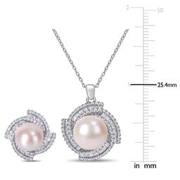 Gemstone Classics™  3 3/4ctw. Cubic Zirconia Halo Necklace Set