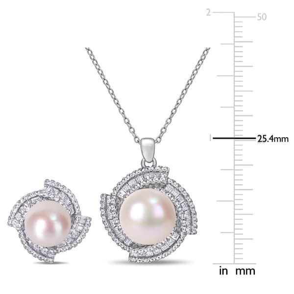 Gemstone Classics™  3 3/4ctw. Cubic Zirconia Halo Necklace Set