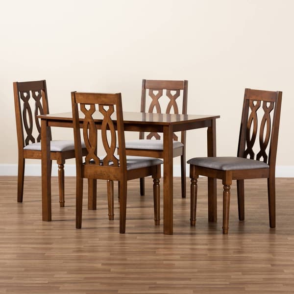 Baxton Studio Cherese Grey Fabric 5pc. Wood Dining Set