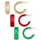 Set of 3 Red/Green/Gold Hoop Earrings - image 1