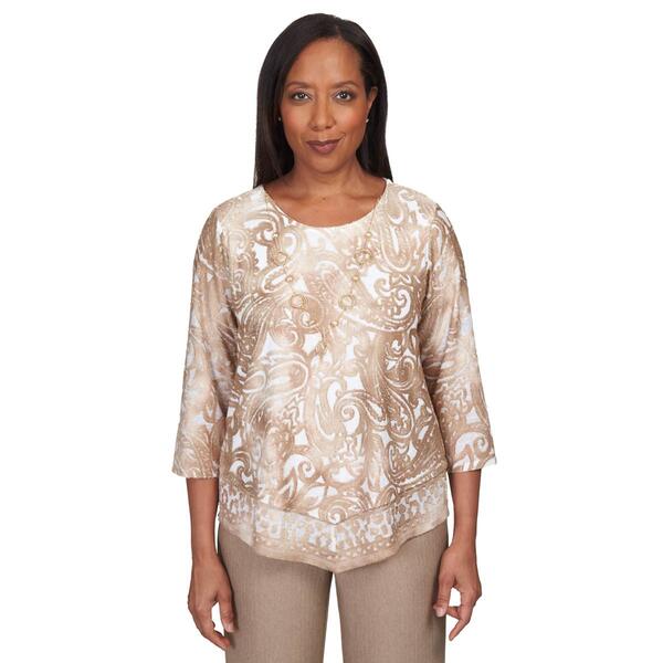 Womens Alfred Dunner Mulberry Street Paisley Jacquard Blouse - image 