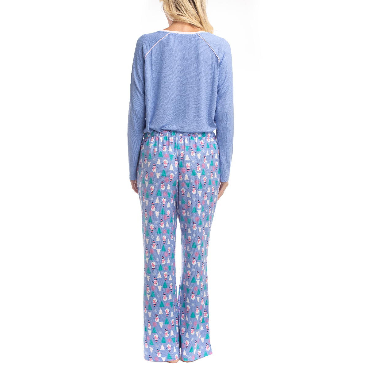 Womens Goodnight Kiss Cherry & Merry Snowman Henley Pajama Set