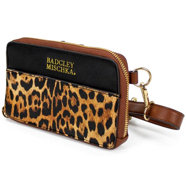 Badgley Mischka Leopard Vegan Leather Pouch Belt Bag - image 
