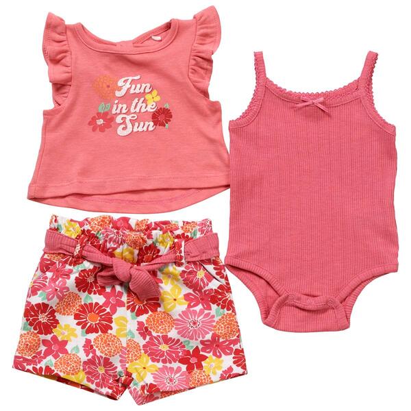 Baby Girl &#40;NB-9M&#41; Quiltex&#40;R&#41; 3pc. Fun in the Sun Tank & Shorts Set - image 