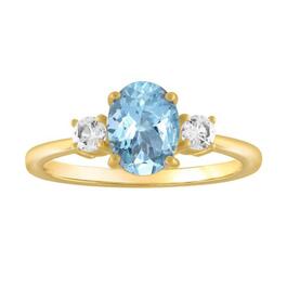 Gemstone Classics&#40;tm&#41; Aquamarine & Sapphire 10k. Yellow Gold Ring