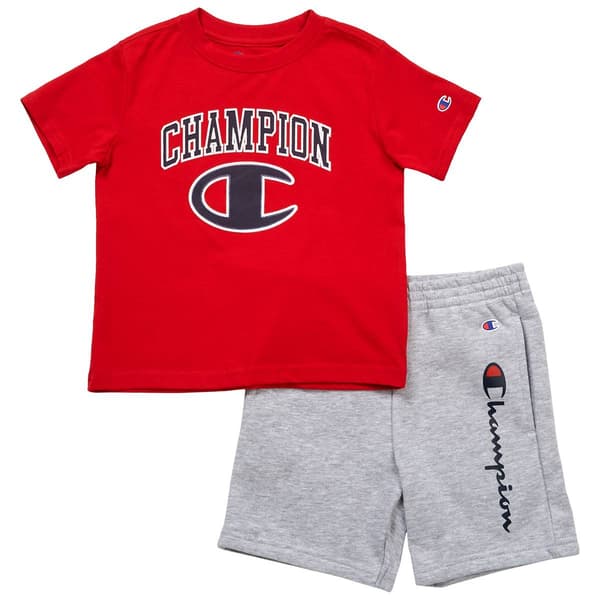 Boys (4-7) Champion Graphic Tee/Signature Shorts Set - Lychee - image 