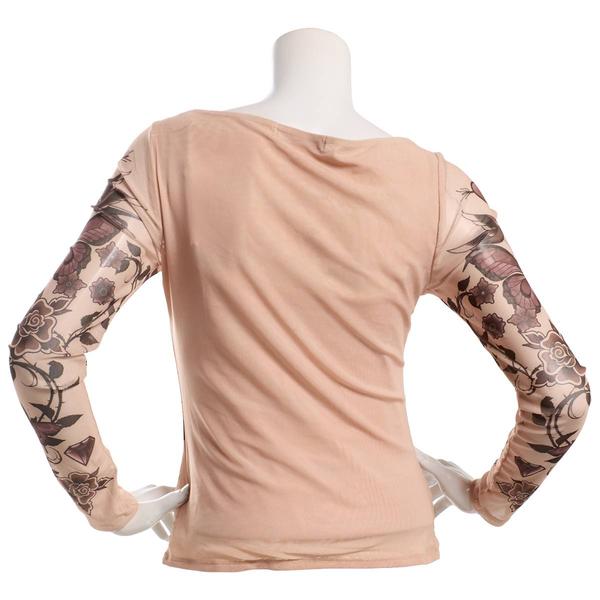 Juniors Madden Girl Long Sleeve Placement Print Boat Neck Top