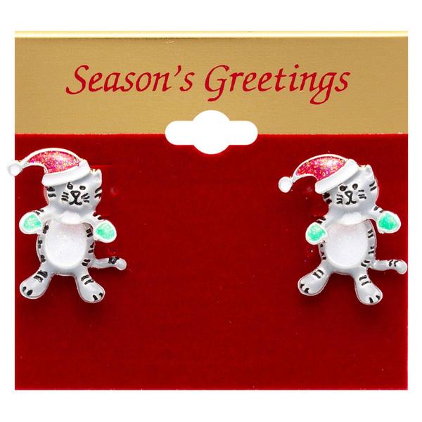 3D Christmas Cat Earrings