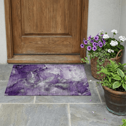HomeRoots Grey & Purple Abstract Non Skid Indoor Outdoor Accent