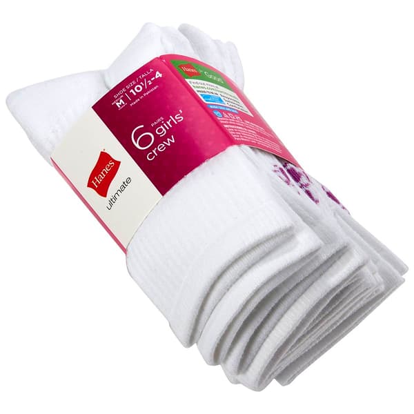 Girls Hanes(R) 6pk. Ultimate Crew Socks - image 