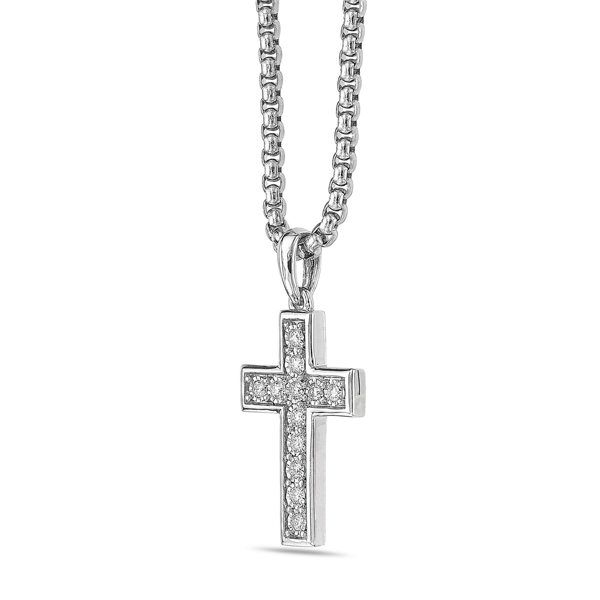 Mens Lynx 1/3ctw. Lab-Grown Diamond Cross Pendant Necklace