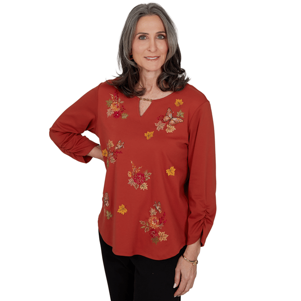 Womens Alfred Dunner Classics Tossed Floral Butterfly Blouse