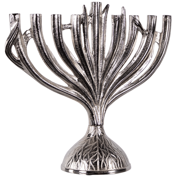 Northlight Textured Tree Branch Textured Metal Hanukkah Menorah