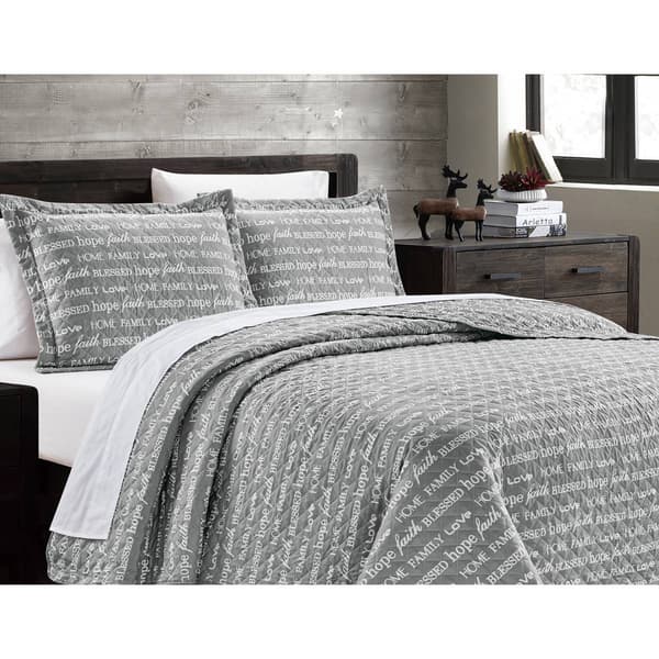Spirit Linen Home&#8482; Holiday Words Quilt Set