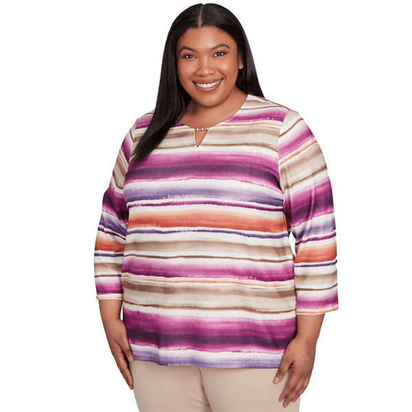 Plus Size Alfred Dunner Urban Legend Watercolor Biadere Blouse
