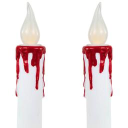 Northlight Seasonal Pre-Lit LED White & Red Candles -  Set of 2