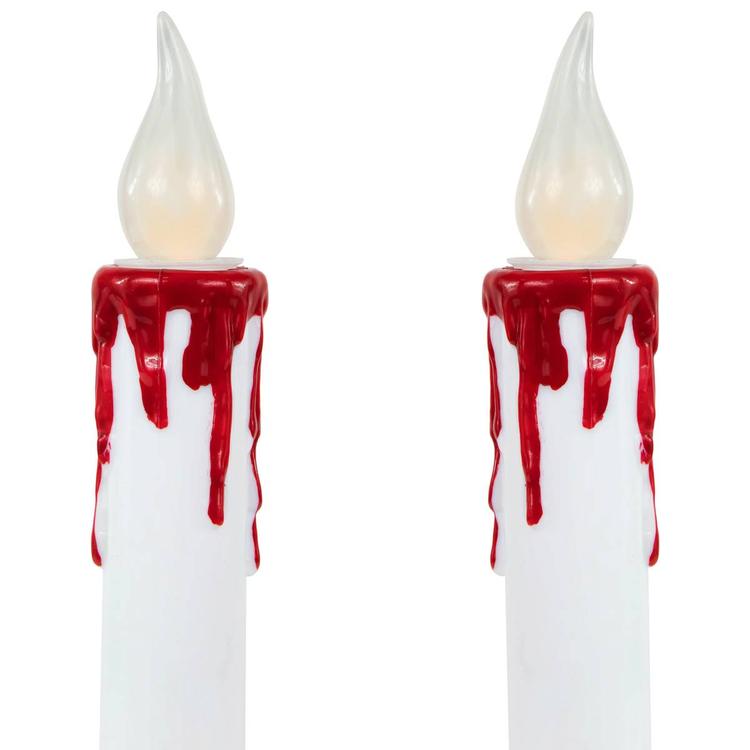 Northlight Seasonal Pre-Lit LED White & Red Candles -  Set of 2