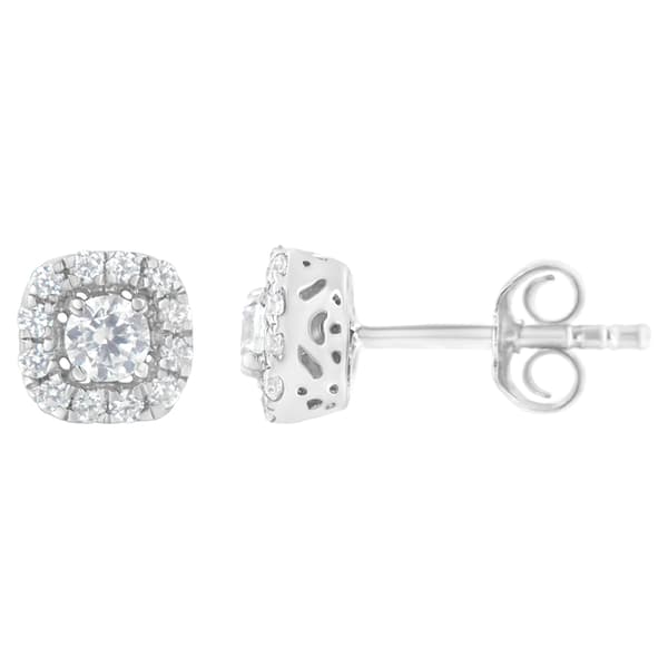 Diamond Classics&#40;tm&#41; Sterling Silver 1/2ctw. Halo Earrings