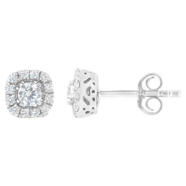 Diamond Classics&#40;tm&#41; Sterling Silver 1/2ctw. Halo Earrings - image 