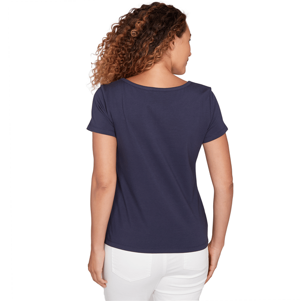 Petite Hearts of Palm Smooth Sailing Studded Keyhole Blouse
