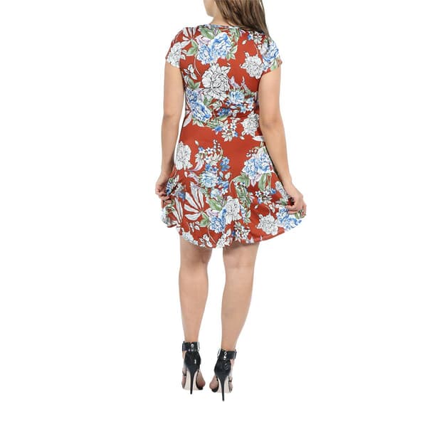 Plus Size 24/7 Comfort Apparel Floral Fit & Flare Shirt Dress
