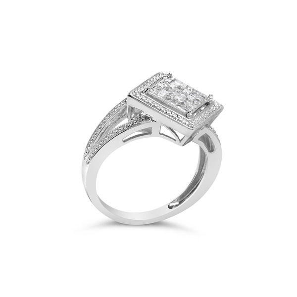Haus of Brilliance 1/3ctw Invisible Set Diamond Beaded Halo Ring