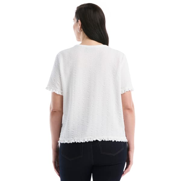 Plus Size Rafaella® Short Sleeve Puckered Ruffle Detail Blouse