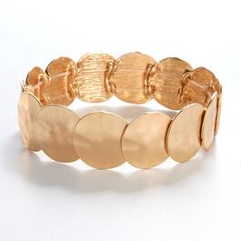 Ashley Cooper&#40;tm&#41; Worn Gold-Tone Layered Disc Stretch Bracelet