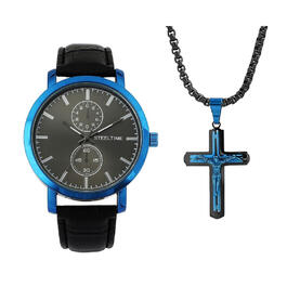 Mens Steeltime Crucifix Watch Set - C6-008-W-821-176-P