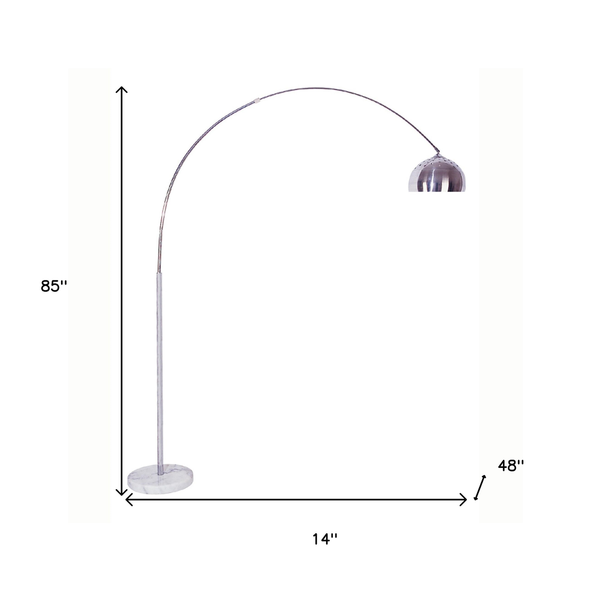 HomeRoots 85in. White Arched Floor Lamp With Dome Shade