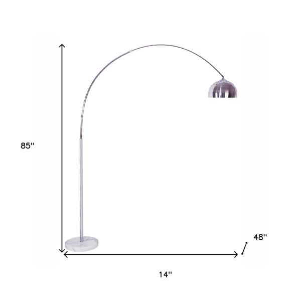 HomeRoots 85in. White Arched Floor Lamp With Dome Shade