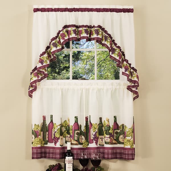 Achim Chardonnay Print Kitchen Curtain Set - image 