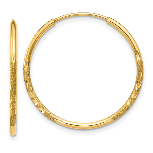 Gold Classics&#40;tm&#41; 14kt. 21mm Diamond Endless Hoop Earrings - image 
