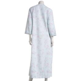 Womens Miss Elaine 3/4 Sleeve Floral Stem Quilt Long Zip Robe