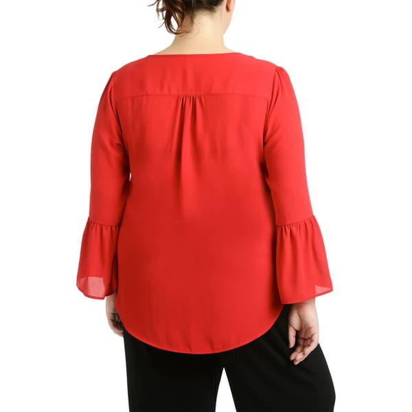 Plus Size NY Collection Bell Sleeve Hi Low Blouse