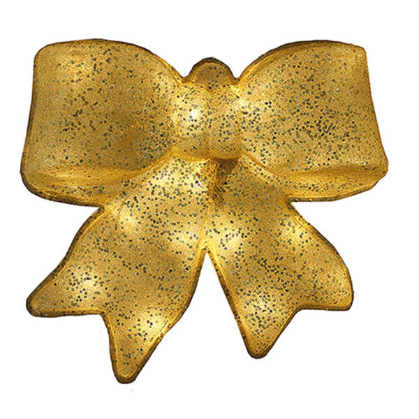 Northlight Seasonal 15.5in Gold Glittered LED Christmas Bow - image 