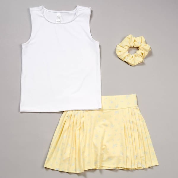 Girls (7-14) Yogalicious® Solid Tank Top & Daffodil Skort Set - image 