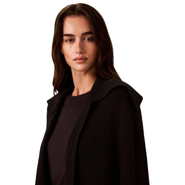 Womens Calvin Klein Long Sleeve Rib Knit Zip Up Cardigan