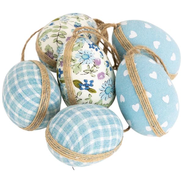 Northlight Seasonal Blue Easter Egg Ornaments - Set of 6 - image 