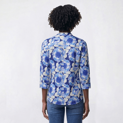 Petite Cocomo 3/4 Sleeeve Gomez Floral Henley Blouse