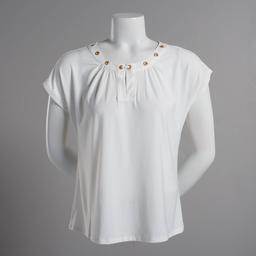Petite Notations Short Sleeve Solid Basic Knit Shell