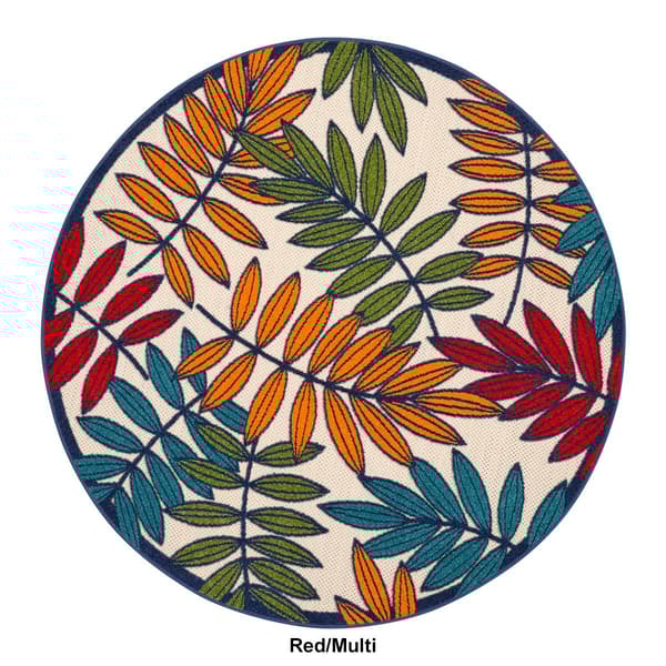 Nourison Aloha Leaf Print Round Rug