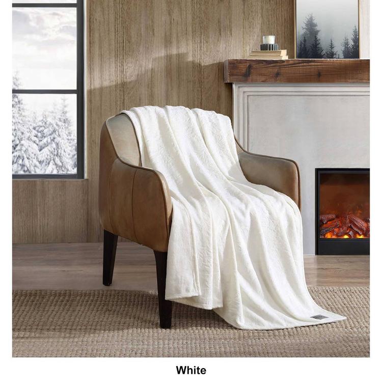 Eddie Bauer Woodblock Floral Plush-Fleece Throw