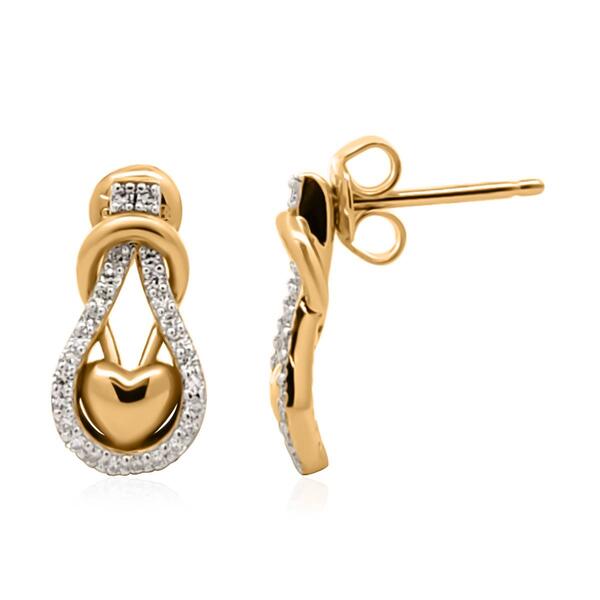 Nova Star&#40;R&#41; 1/4ctw. Diamond Gold Plated Interwoven Heart Earrings - image 